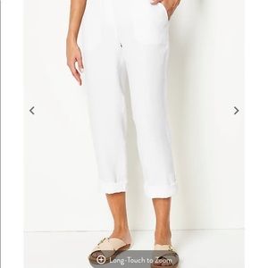 Pure J Jill Linen Slim Leg Pants size Small WHITE